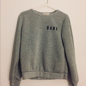 Babe gray long sleeve oversized sweatshirt